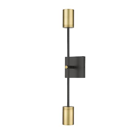 Calumet 2 Light Wall Sconce, Matte Black & Olde Brass